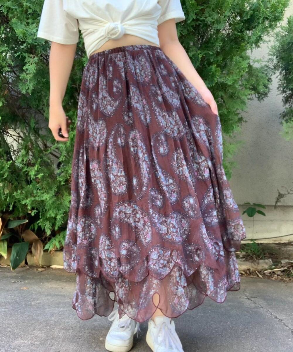 See By Chloe Women's Burgundy Floral Maxi Skirt See Measurements Approx. Medium